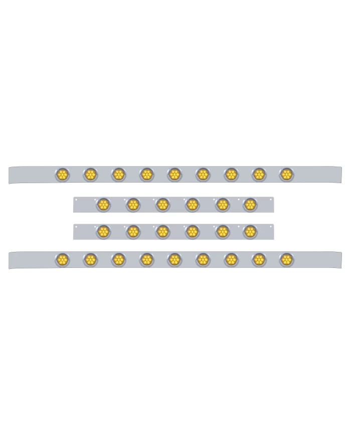 (BULK) S.S. KW 60" SLEEPER LIGHT PANEL WITH THIRTY 7 AMBER LED 2" REFLECTOR LIGHT WITH VISOR - AMBER LENS