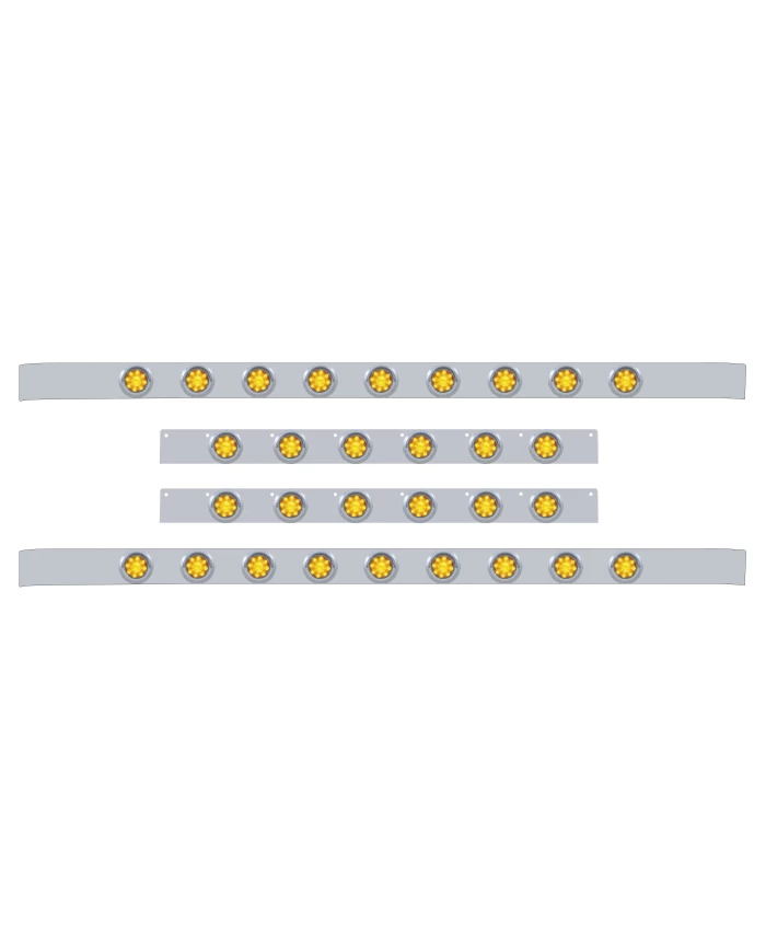 (BULK) S.S. KW 60" SLEEPER LIGHT PANEL WITH THIRTY 9 AMBER LED 2" BEEHIVE LIGHT WITH VISOR - AMBER LENS