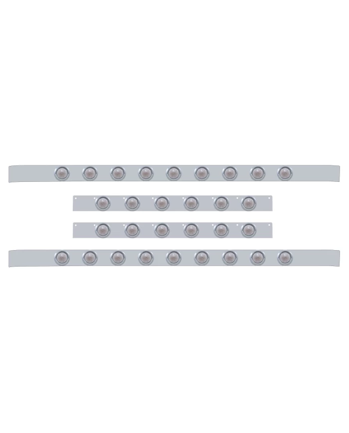 (BULK) S.S. KW 60" SLEEPER LIGHT PANEL WITH THIRTY 9 AMBER LED 2" BEEHIVE LIGHT WITH VISOR - CLEAR LENS