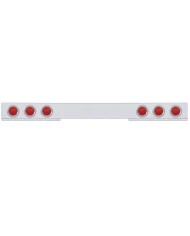 (BULK) STAINLESS STEEL 1 PIECE REAR LIGHT BAR W/ SIX 7 RED LED 4" ECONOMY LIGHT W/ BEZEL - RED LENS