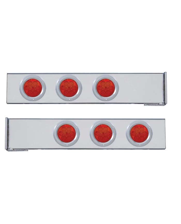 (2/BULK) CR. 2 PCS. REAR LIGHT BAR W/ SIX 7 LED 4" RED LENS ECONOMY LIGHT W/ BEZEL - 4 HOLE FLANGE MOUNT (2/BULK) CR. 2 PCS. REAR LIGHT BAR W/ SIX 7 LED 4" RED LENS ECONOMY LIGHT W/ BEZEL - 4 HOLE FLANGE MOUNT