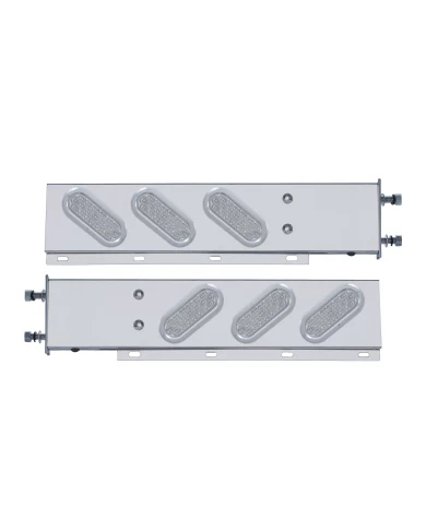 (2/BULK) STAINLESS STEEL REAR LIGHT BAR WITH SIX 19 RED LED OVAL CLEAR LENS LIGHT WITH FLAT BEZEL - 3 3/4" BOLT PATTERN (2/BULK) STAINLESS STEEL REAR LIGHT BAR WITH SIX 19 RED LED OVAL CLEAR LENS LIGHT WITH FLAT BEZEL - 3 3/4" BOLT PATTERN