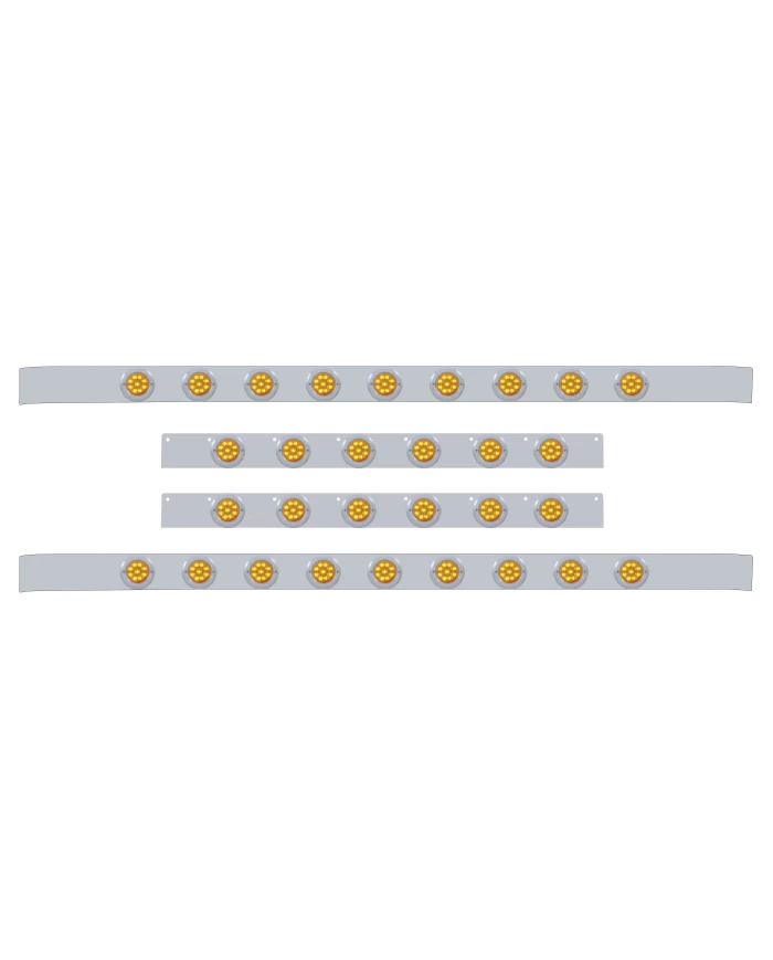 (BULK) S.S. KW 60" SLEEPER LIGHT PANEL WITH THIRTY 9 AMBER LED 2" LIGHT WITH BEZEL - AMBER LENS