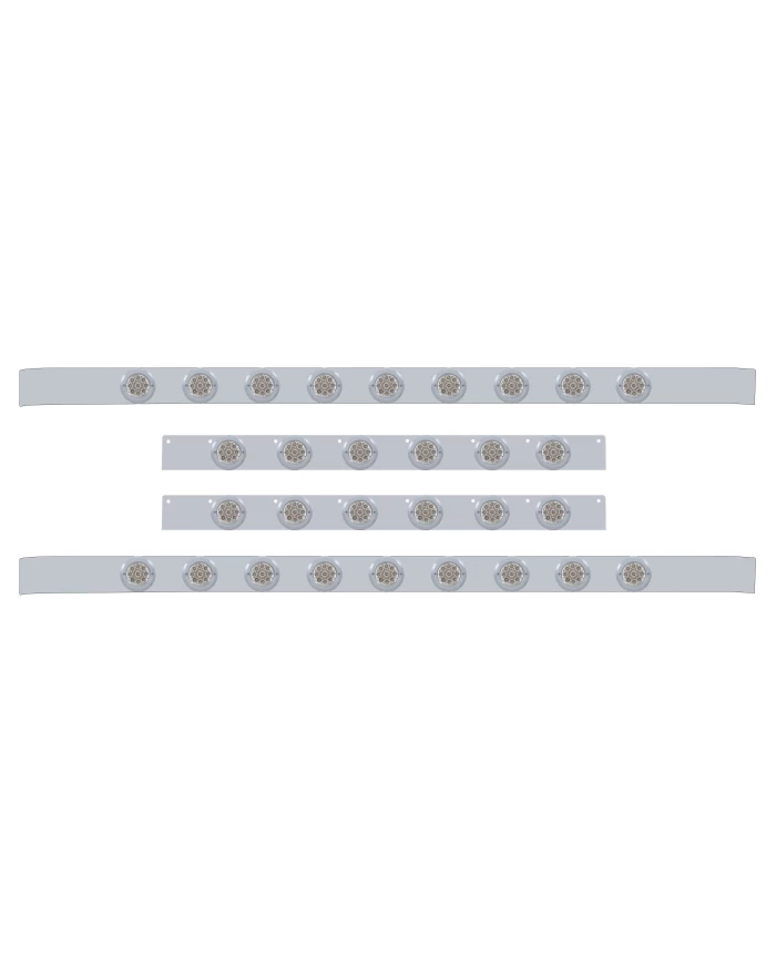 (BULK) S.S. KW 60" SLEEPER LIGHT PANEL WITH THIRTY 9 AMBER LED 2" REFLECTOR LIGHT WITH BEZEL - CLEAR LENS