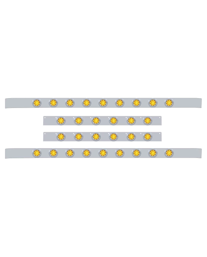 (BULK) S.S. KW 60" SLEEPER LIGHT PANEL WITH THIRTY 9 AMBER LED 2" BEEHIVE LIGHT WITH BEZEL - AMBER LENS