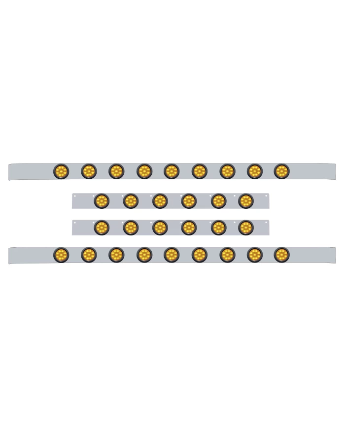 (BULK) S.S. KW 60" SLEEPER LIGHT PANEL WITH THIRTY 9 AMBER LED 2" LIGHT WITH GROMMET - AMBER LENS