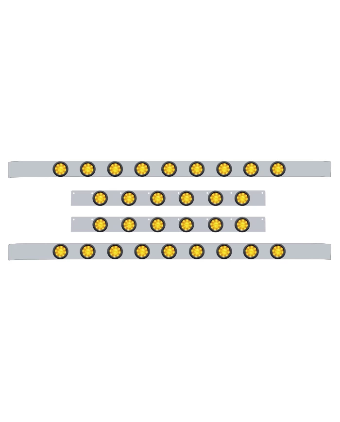 (BULK) S.S. KW 60" SLEEPER LIGHT PANEL WITH THIRTY 9 AMBER LED 2" BEEHIVE LT WITH GROMMET - AMBER LENS