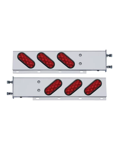 (2/BULK) STAINLESS STEEL REAR LIGHT BAR WITH SIX 10 RED LED OVAL RED LENS LIGHT WITH GROMMET - 3 3/4" BOLT PATTERN (2/BULK) STAINLESS STEEL REAR LIGHT BAR WITH SIX 10 RED LED OVAL RED LENS LIGHT WITH GROMMET - 3 3/4" BOLT PATTERN