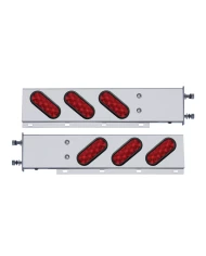 (2/BULK) STAINLESS STEEL REAR LIGHT BAR WITH SIX 10 RED LED OVAL RED LENS LIGHT WITH GROMMET - 3 3/4" BOLT PATTERN