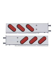 (2/BULK) STAINLESS STEEL REAR LIGHT BAR WITH SIX 12 RED LED OVAL RED LENS LIGHT WITH GROMMET - 3 3/4" BOLT PATTERN