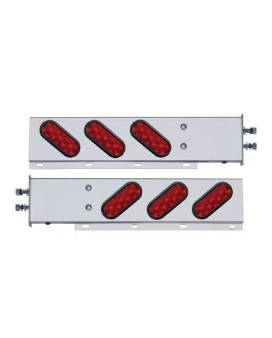 (2/BULK) STAINLESS STEEL REAR LIGHT BAR WITH SIX 10 RED LED OVAL RED LENS LIGHT WITH GROMMET - 2 1/2" BOLT PATTERN (2/BULK) STAINLESS STEEL REAR LIGHT BAR WITH SIX 10 RED LED OVAL RED LENS LIGHT WITH GROMMET - 2 1/2" BOLT PATTERN