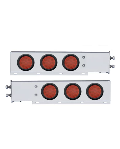 (2/BULK) CR. SPRING LOADED REAR LT BAR W/ SIX 12 RED LED 4" RED LENS REFLECTOR LT W/ GROMMET - 2 1/2" BOLT PATTERN (2/BULK) CR. SPRING LOADED REAR LT BAR W/ SIX 12 RED LED 4" RED LENS REFLECTOR LT W/ GROMMET - 2 1/2" BOLT PATTERN
