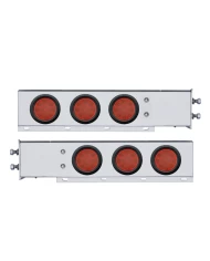 (2/BULK) CR. SPRING LOADED REAR LT BAR W/ SIX 12 RED LED 4" RED LENS REFLECTOR LT W/ GROMMET - 2 1/2" BOLT PATTERN