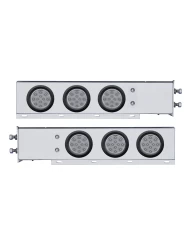 (2/BULK) CR. SPRING LOADED REAR LT BAR W/ SIX 12 RED LED 4" CLEAR LENS REFLEC. LT W/ GROMMET - 2 1/2" BOLT PATTERN