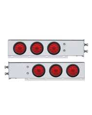 (2/BULK) CR. SPRING LOADED REAR LIGHT BAR W/ SIX 10 RED LED 4" RED LENS LIGHT W/ GROMMET - 2 1/2" BOLT PATTERN