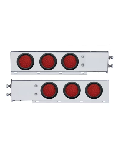 (2/BULK) CHROME SPRING LOADED REAR LIGHT BAR W/ SIX 36 RED LED 4" RED LENS LIGHT W/ GROMMET - 2 1/2" BOLT PATTERN (2/BULK) CHROME SPRING LOADED REAR LIGHT BAR W/ SIX 36 RED LED 4" RED LENS LIGHT W/ GROMMET - 2 1/2" BOLT PATTERN