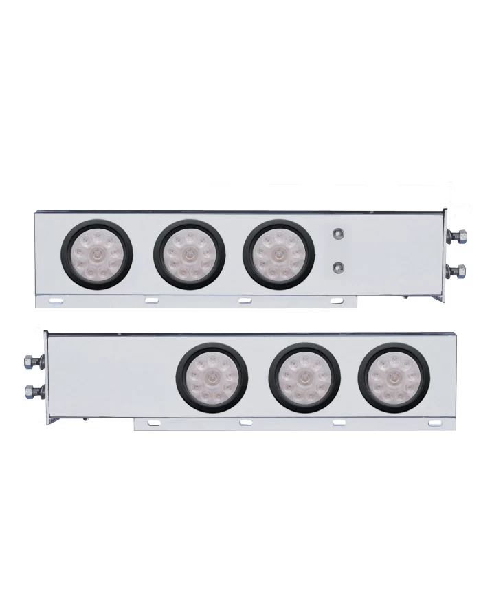 (2/BULK) ECONOMY 430 S.S. SPRING LOADED REAR LIGHT BAR W/ SIX 10 RED LED 4" LIGHT W/ GROMMET - CLEAR LENS (2" B.P.)