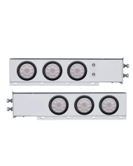 (2/BULK) ECONOMY 430 S.S. SPRING LOADED REAR LIGHT BAR W/ SIX 10 RED LED 4" LIGHT W/ GROMMET - CLEAR LENS (2" B.P.)