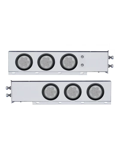 (2/BULK) ECONOMY 430 S.S. SPRING LOADED REAR LIGHT BAR W/ SIX 7 RED LED 4" LIGHT W/ GROMMET - CLEAR LENS (2" B.P.) (2/BULK) ECONOMY 430 S.S. SPRING LOADED REAR LIGHT BAR W/ SIX 7 RED LED 4" LIGHT W/ GROMMET - CLEAR LENS (2" B.P.)