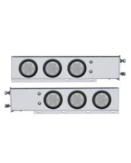 (2/BULK) S.S. SPRING LOADED REAR LIGHT BAR W/ SIX 7 RED LED 4" CLEAR LENS LIGHT W/ GROMMET - 3 3/4" BOLT PATTERN