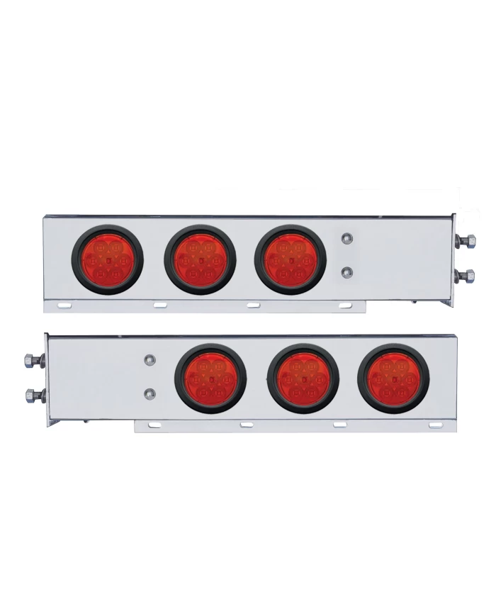 (2/BULK) CR. SPRING LOADED REAR LIGHT BAR W/ SIX 7 RED LED 4" RED LENS LIGHT W/ GROMMET - 2 1/2" BOLT PATTERN