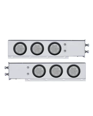 (2/BULK) CR. SPRING LOADED REAR LIGHT BAR W/ SIX 7 RED LED 4" CLEAR LENS LIGHT W/ GROMMET - 2 1/2" BOLT PATTERN