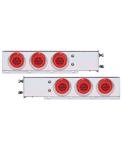 (2/BULK) ECONOMY 430 S.S. SPRING LOADED REAR LIGHT BAR W/ SIX 21 RED LED 4" GLO LIGHT W/ VISOR - RED LENS (3 3/4" B.P.) (2/BULK) ECONOMY 430 S.S. SPRING LOADED REAR LIGHT BAR W/ SIX 21 RED LED 4" GLO LIGHT W/ VISOR - RED LENS (3 3/4" B.P.)