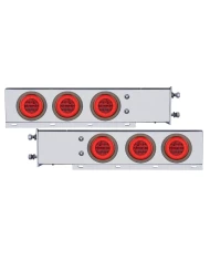 (2/BULK) ECONOMY 430 S.S. SPRING LOADED REAR LIGHT BAR W/ SIX 21 RED LED 4" GLO LIGHT W/ GROMMET - RED LENS (3 3/4" B.P.)