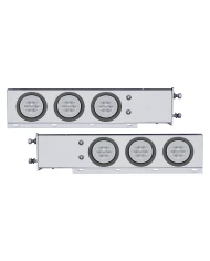 (2/BULK) ECONOMY 430 S.S. SPRING LOADED REAR LIGHT BAR W/ SIX 21 RED LED 4" GLO LIGHT W/ GROMMET - CLEAR LENS (3 3/4" B.P.)