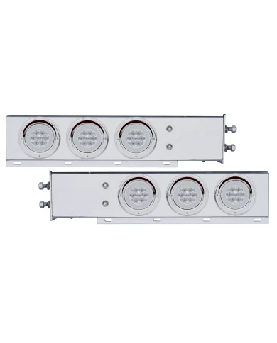 (2/BULK) ECONOMY 430 S.S. SPRING LOADED REAR LIGHT BAR W/ SIX 21 RED LED 4" GLO LIGHT W/ VISOR - CLEAR LENS (2 1/2" B.P.) (2/BULK) ECONOMY 430 S.S. SPRING LOADED REAR LIGHT BAR W/ SIX 21 RED LED 4" GLO LIGHT W/ VISOR - CLEAR LENS (2 1/2" B.P.)
