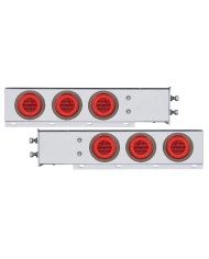 (2/BULK) ECONOMY 430 S.S. SPRING LOADED REAR LIGHT BAR W/ SIX 21 RED LED 4" GLO LIGHT W/ GROMMET - RED LENS (2 1/2" B.P.)