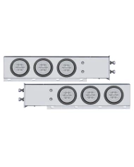 (2/BULK) ECONOMY 430 S.S. SPRING LOADED REAR LIGHT BAR W/ SIX 21 RED LED 4" GLO LIGHT W/ GROMMET - CLEAR LENS (2 1/2" B.P.)