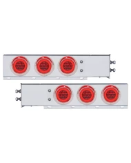 (2/BULK) ECONOMY 430 S.S. SPRING LOADED REAR LIGHT BAR W/ SIX 21 RED LED 4" GLO LIGHT W/ VISOR - RED LENS (2" B.P.)