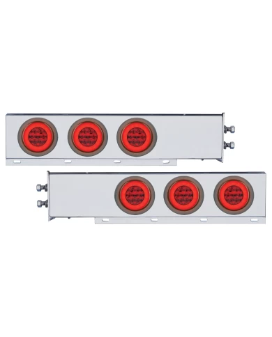 (2/BULK) ECONOMY 430 S.S. SPRING LOADED REAR LIGHT BAR W/ SIX 21 RED LED 4" GLO LIGHT W/ GROMMET - RED LENS (2" B.P.) (2/BULK) ECONOMY 430 S.S. SPRING LOADED REAR LIGHT BAR W/ SIX 21 RED LED 4" GLO LIGHT W/ GROMMET - RED LENS (2" B.P.)