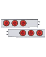 (2/BULK) ECONOMY 430 S.S. SPRING LOADED REAR LIGHT BAR W/ SIX 21 RED LED 4" GLO LIGHT W/ GROMMET - RED LENS (2" B.P.)