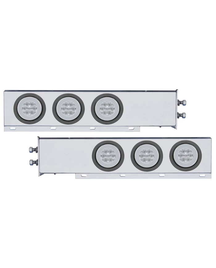 (2/BULK) ECONOMY 430 S.S. SPRING LOADED REAR LIGHT BAR W/ SIX 21 RED LED 4" GLO LIGHT W/ GROMMET - CLEAR LENS (2" B.P.)