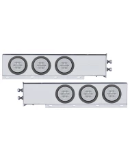 (2/BULK) ECONOMY 430 S.S. SPRING LOADED REAR LIGHT BAR W/ SIX 21 RED LED 4" GLO LIGHT W/ GROMMET - CLEAR LENS (2" B.P.)