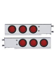 (2/BULK) ECONOMY 430 S.S. SPRING LOADED REAR LIGHT BAR W/ SIX 36 RED LED 4" RED LENS LIGHT W/ GROMMET - 3 3/4" BOLT PATTERN