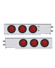 (2/BULK) ECONOMY 430 S.S. SPRING LOADED REAR LIGHT BAR W/ SIX 36 RED LED 4" RED LENS LIGHT W/ GROMMET - 2" BOLT PATTERN