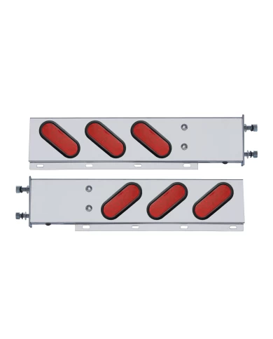 (2/BULK) STAINLESS STEEL REAR LIGHT BAR WITH SIX 19 RED LED OVAL RED LENS LIGHT WITH GROMMET - 3 3/4" BOLT PATTERN (2/BULK) STAINLESS STEEL REAR LIGHT BAR WITH SIX 19 RED LED OVAL RED LENS LIGHT WITH GROMMET - 3 3/4" BOLT PATTERN