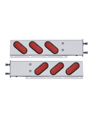 (2/BULK) STAINLESS STEEL REAR LIGHT BAR WITH SIX 19 RED LED OVAL RED LENS LIGHT WITH GROMMET - 3 3/4" BOLT PATTERN