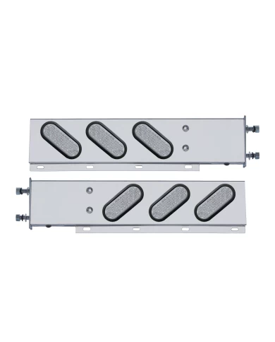 (2/BULK) STAINLESS STEEL REAR LIGHT BAR WITH SIX 19 RED LED OVAL CLEAR LENS LIGHT WITH GROMMET - 3 3/4" BOLT PATTERN (2/BULK) STAINLESS STEEL REAR LIGHT BAR WITH SIX 19 RED LED OVAL CLEAR LENS LIGHT WITH GROMMET - 3 3/4" BOLT PATTERN