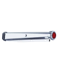 (2/BULK) 30" CR. SPRING LOADED MUD FLAP HANGER 2 1/2" BOLT CENTER WITH 2" 9 LED END CAP WITH BEZEL - RED LED / RED LENS