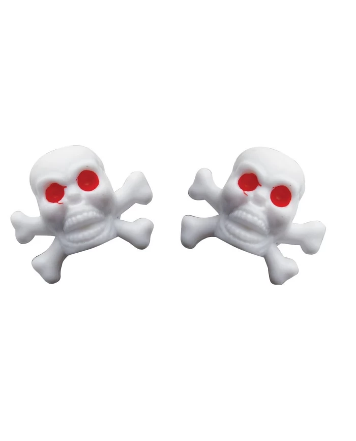 (4/CARD) WHITE SKULL VALVE CAPS (4/CARD) WHITE SKULL VALVE CAPS