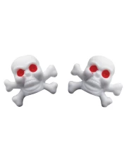 (4/CARD) WHITE SKULL VALVE CAPS