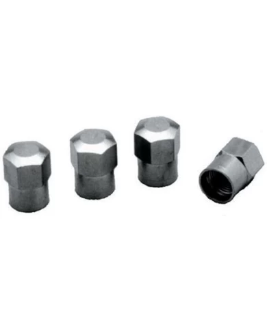 (4/CARD) CHROME HEX VALVE CAPS (4/CARD) CHROME HEX VALVE CAPS