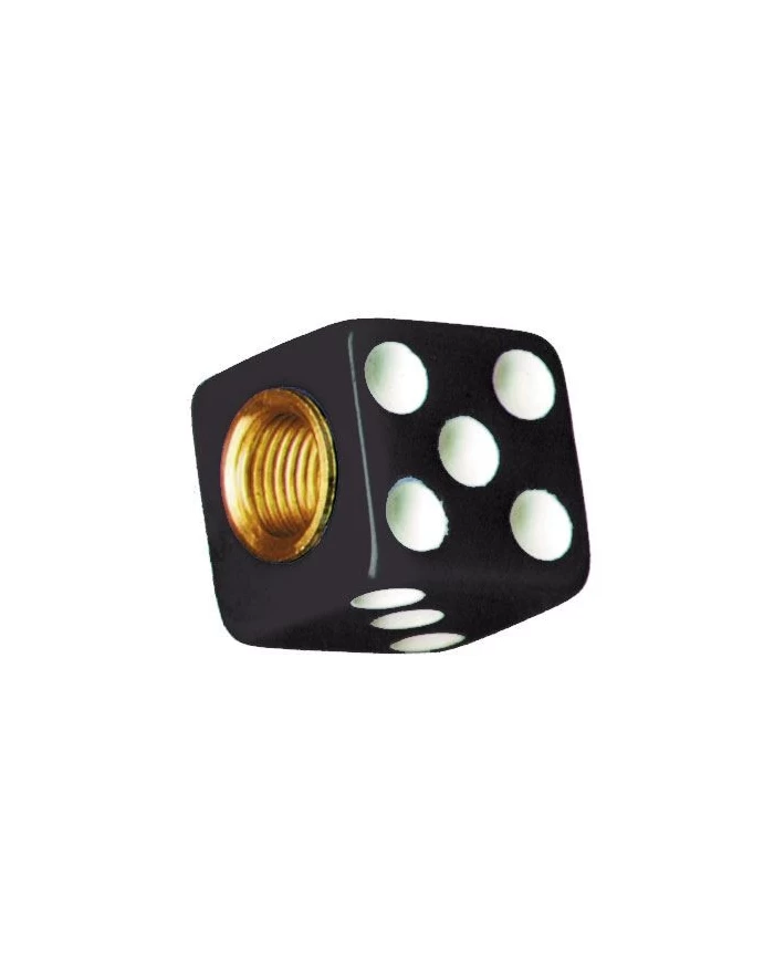 (4/CARD) DICE VALVE CAPS - BLACK W/ WHITE DOT