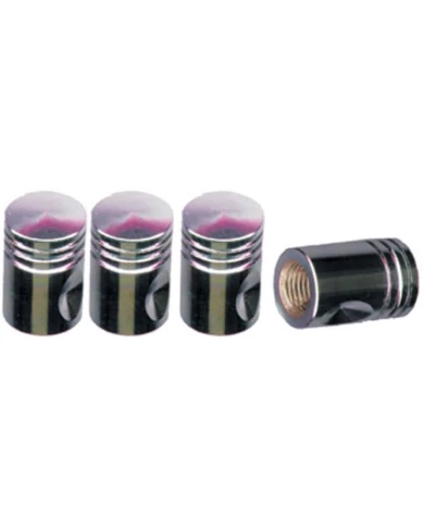 (4/CARD) CHROME PISTON VALVE CAPS (4/CARD) CHROME PISTON VALVE CAPS