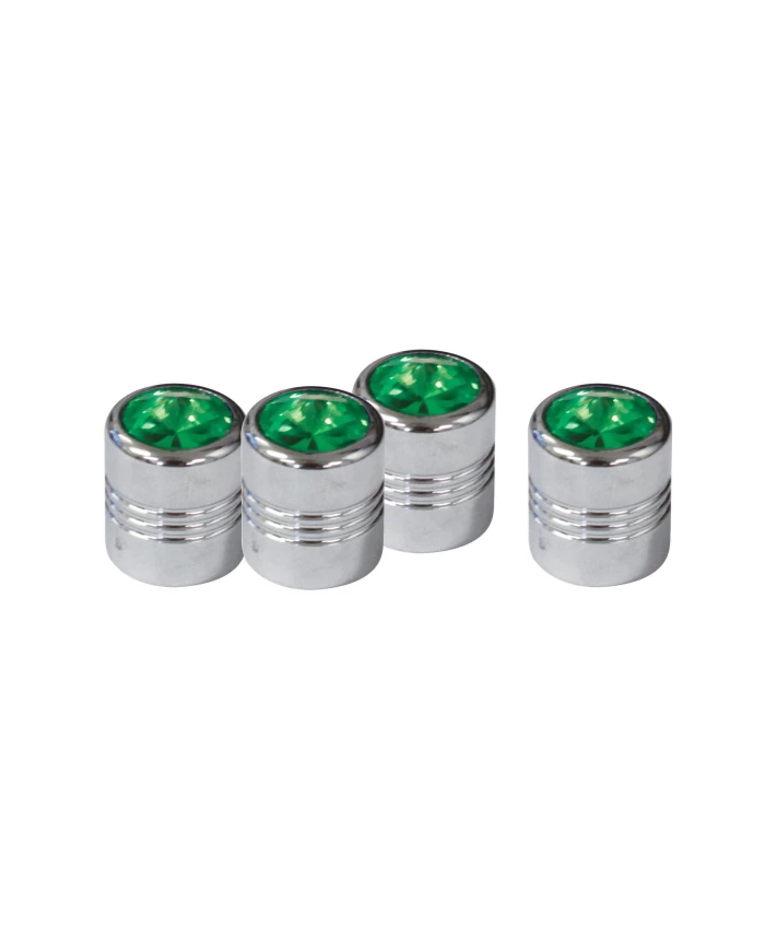 (4/CARD) DIAMOND VALVE CAPS - GREEN