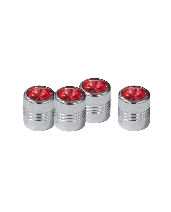 (4/CARD) DIAMOND VALVE CAPS - RED